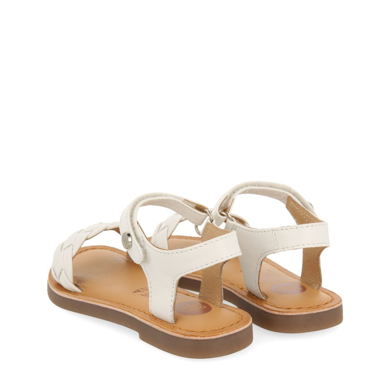 SANDALES BLANCHES EN CUIR AVEC TRESSAGE ET FERMETURE AJUSTABLE POUR FILLE ET GARÇON MANASTIR