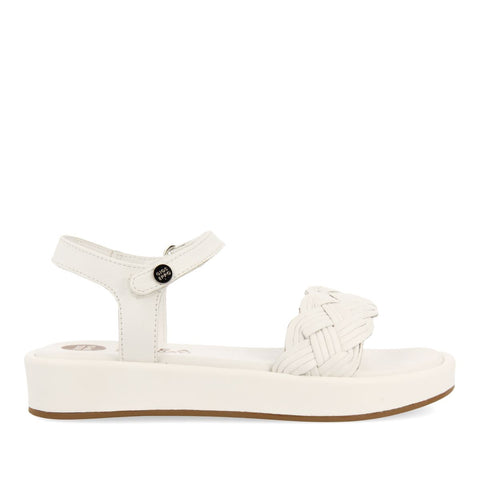 WHITE LEATHER SANDALS WITH BRAIDING AND VOLUMINOUS SOLE FOR GIRL AND BOY SHANICO