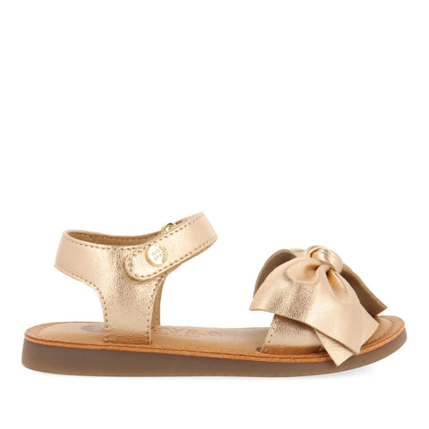 GOLDEN PINK LEATHER SANDALS WITH BOW FOR GIRL AND BOY DELONICE