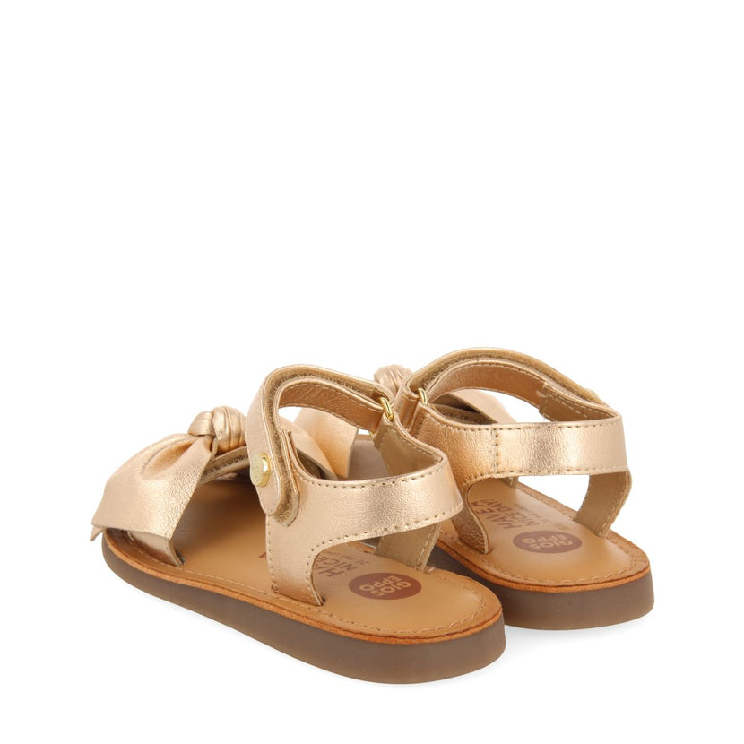 GOLDEN PINK LEATHER SANDALS WITH BOW FOR GIRL AND BOY DELONICE