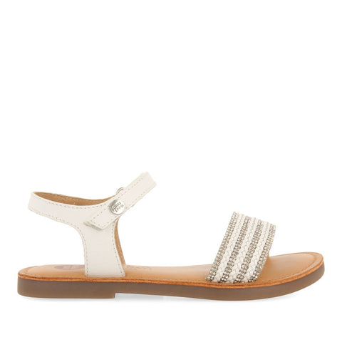 NUDE COLOR LEATHER SANDALS WITH EMBELLISHMENT AND ADJUSTABLE CLOSURE FOR GIRL AND BOY STUBICA
