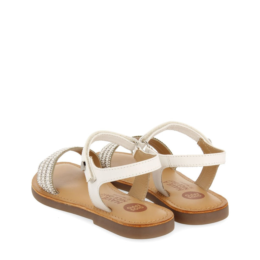 NUDE COLOR LEATHER SANDALS WITH EMBELLISHMENT AND ADJUSTABLE CLOSURE FOR GIRL AND BOY STUBICA