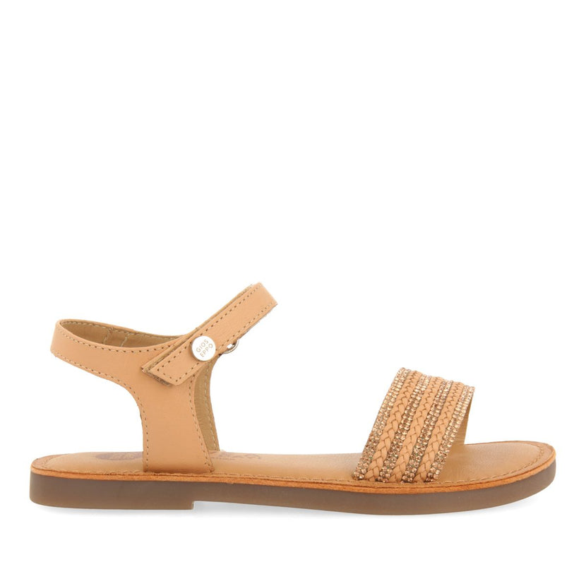 WHITE LEATHER SANDALS WITH EMBELLISHMENT AND ADJUSTABLE CLOSURE FOR GIRL AND BOY STUBICA