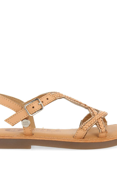 SANDALIAS COLOR NUDE DE PIEL CON PEDRERÍA PARA NIÑA Y NIÑO SCIO