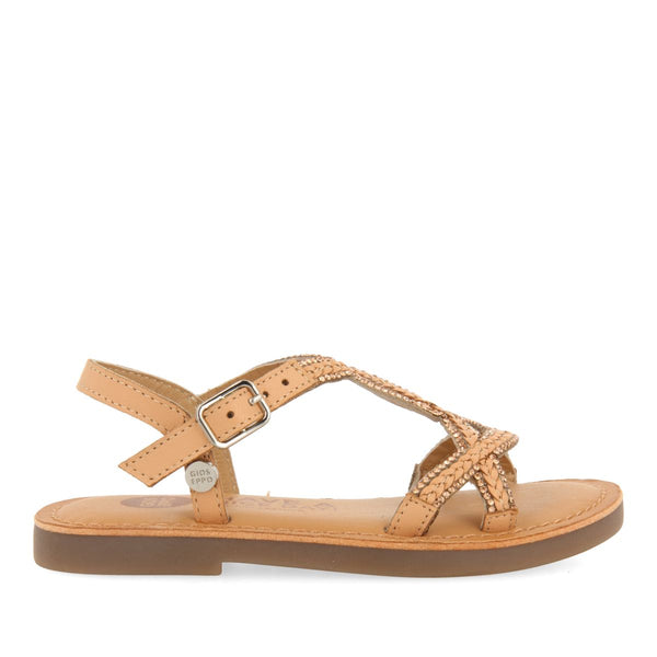 SANDALIAS COLOR NUDE DE PIEL CON PEDRERÍA PARA NIÑA Y NIÑO SCIO