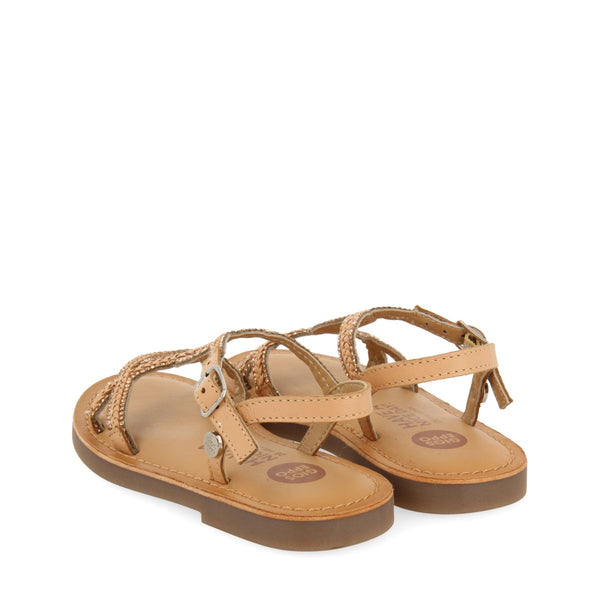 SANDALIAS COLOR NUDE DE PIEL CON PEDRERÍA PARA NIÑA Y NIÑO SCIO