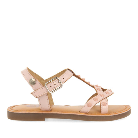 PINK LEATHER SANDALS WITH STUDS FOR GIRL AND BOY MAWES