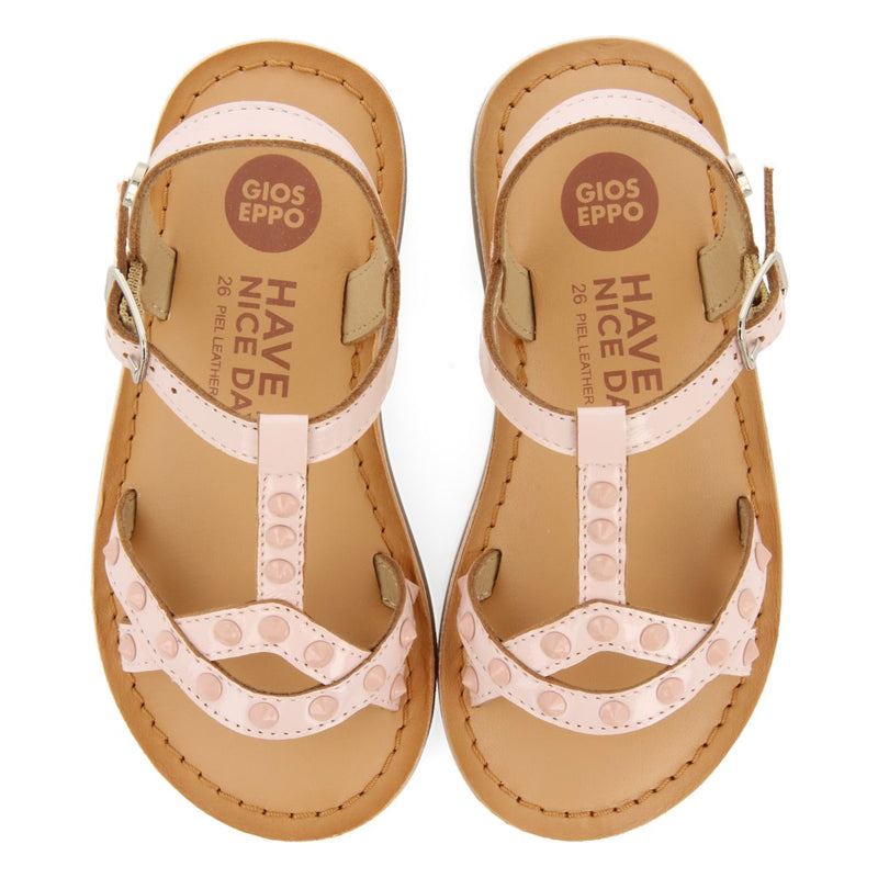 SANDALES ROSES EN CUIR AVEC DES CLous POUR FILLE ET GARÇON MAWES