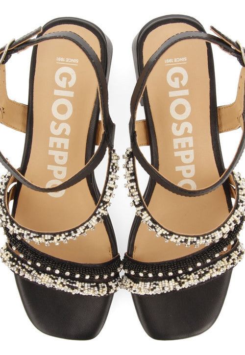 BLACK HEEL SANDALS WITH MULTICOLOR STRAPS AND DETAILS FOR WOMEN BALAO