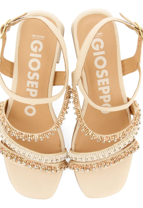 SANDALIAS DE TACÓN OFF-WHITE CON TIRAS CON DETALLES MULTICOLOR PARA MUJER BALAO