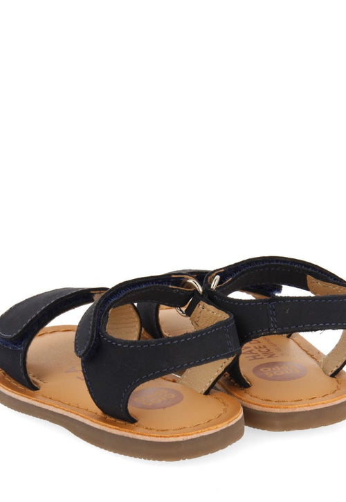 SANDALIAS COLOR AZUL MARINO DE PIEL CON CIERRE AJUSTABLE PARA BEBÉ PALMETTO