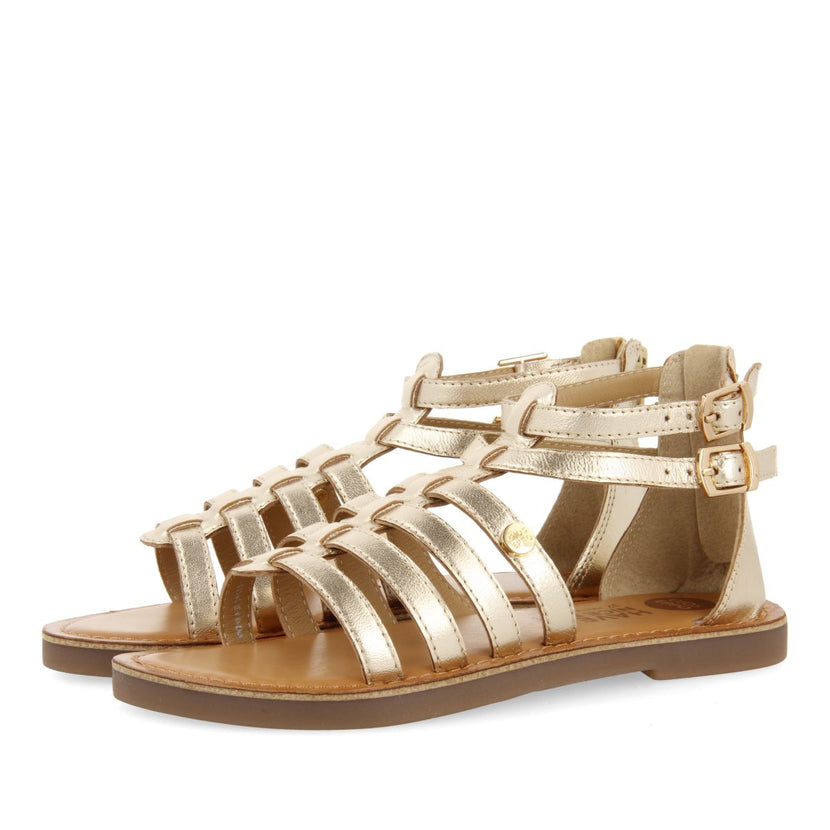 SILVER LEATHER ROMAN STYLE SANDALS FOR GIRL AND BOY BENICIA