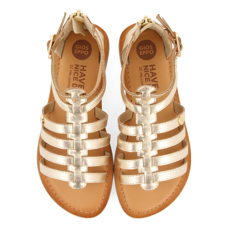 SILVER LEATHER ROMAN STYLE SANDALS FOR GIRL AND BOY BENICIA