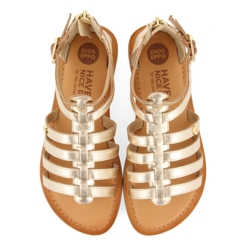 SILVER LEATHER ROMAN STYLE SANDALS FOR GIRL AND BOY BENICIA