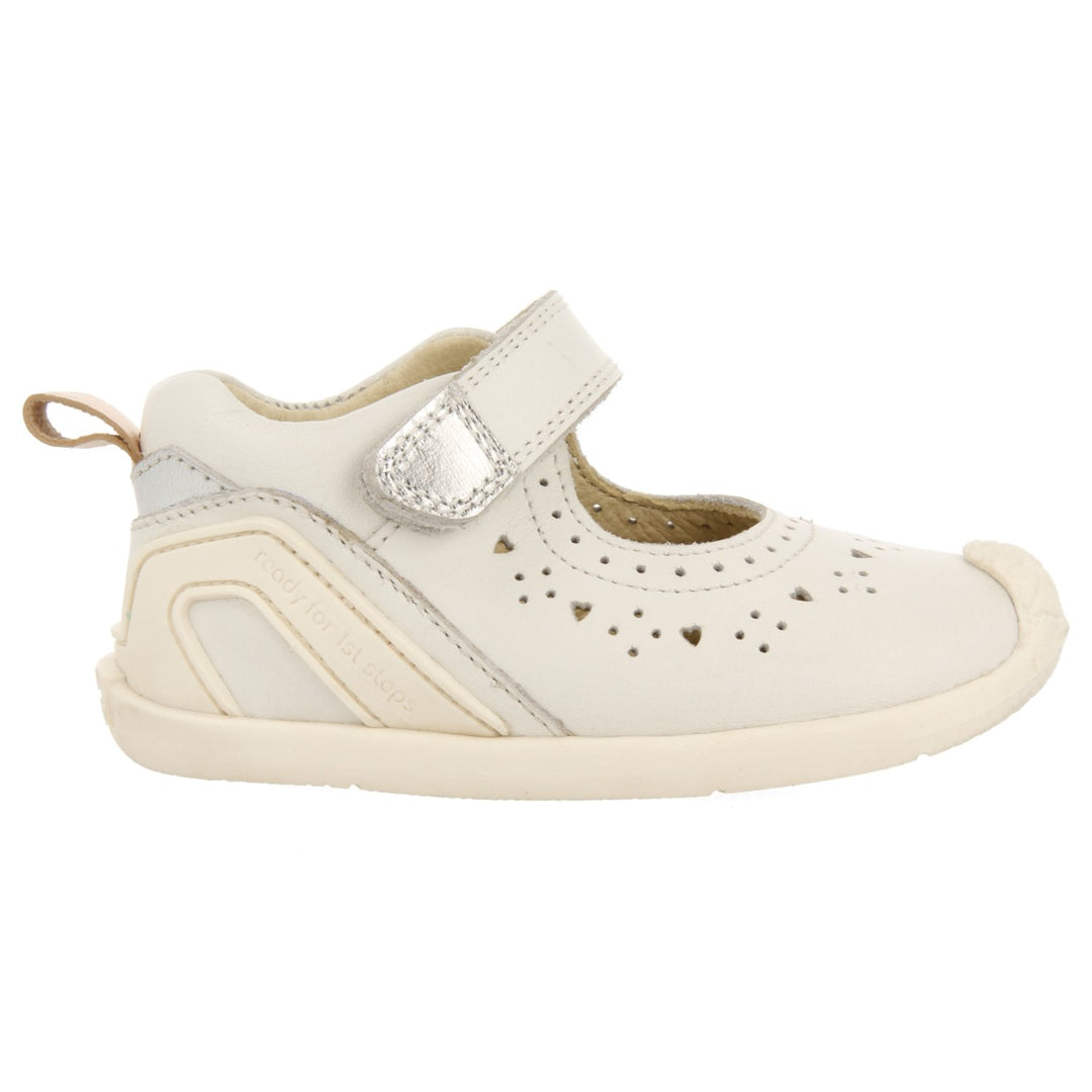 WHITE LEATHER CRAB-STYLE SANDALS WITH FANTASY PERFORATIONS FOR BABY PAIGNTON