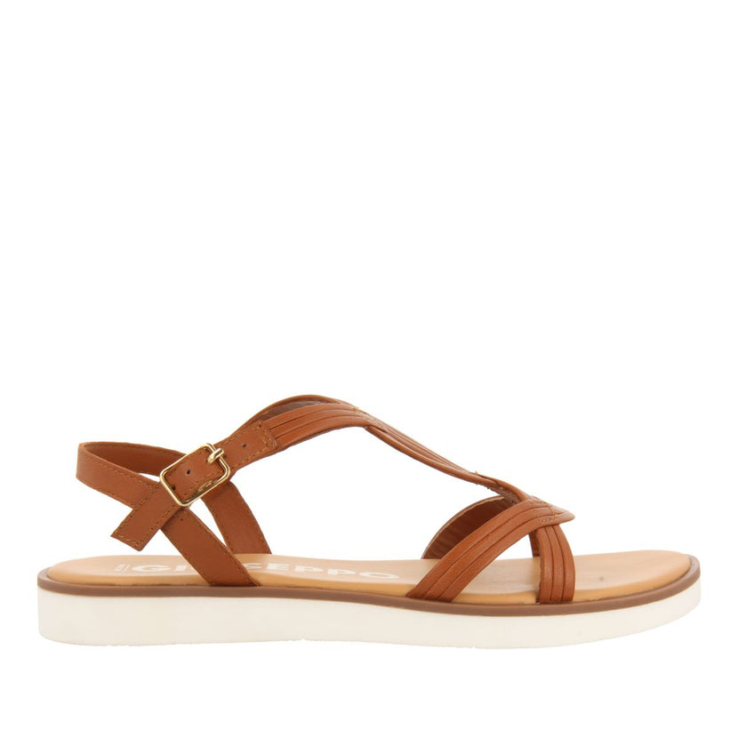 SANDALIAS COLOR CUERO DE PIEL CON TIRAS PARA MUJER CORNUALLES