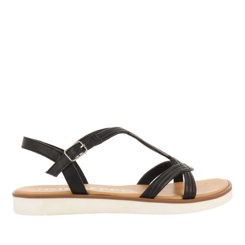 SANDALIAS NEGRAS DE PIEL CON TIRAS PARA MUJER CORNUALLES