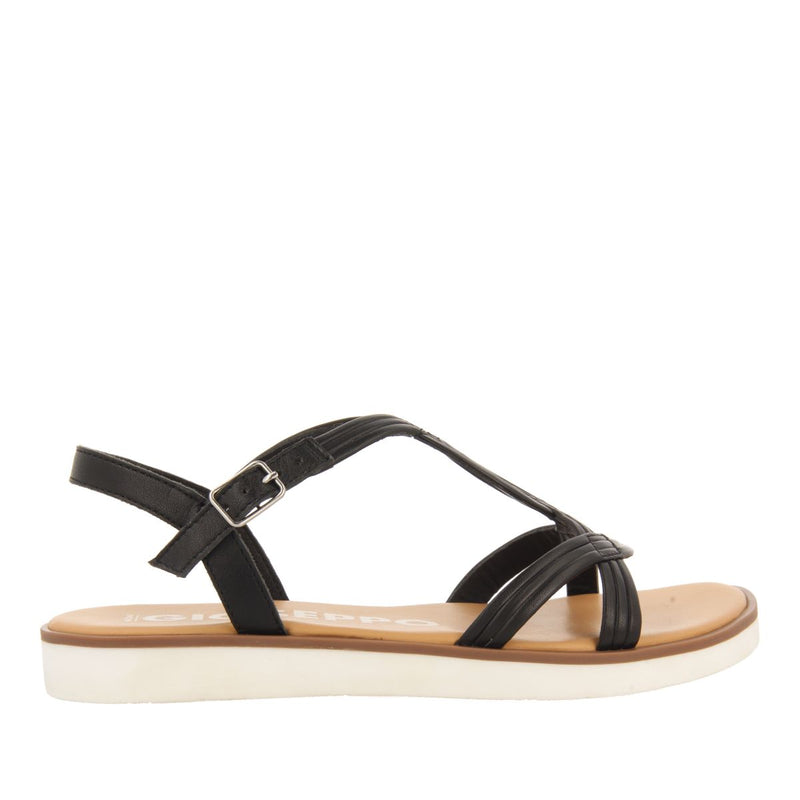 SANDALIAS NEGRAS DE PIEL CON TIRAS PARA MUJER CORNUALLES