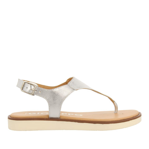 SILVER LEATHER SANDALS FOR WOMEN FIERZE