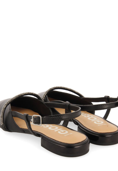 BLACK SKINLESS DANCERS WITH STONE DETAIL STRAP FOR WOMEN GODRANO