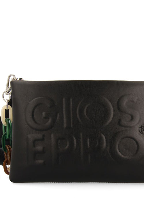 BOLSO DE MANO COLOR NEGRO CON DETALLE DE CADENA MULTICOLOR NOCATEE