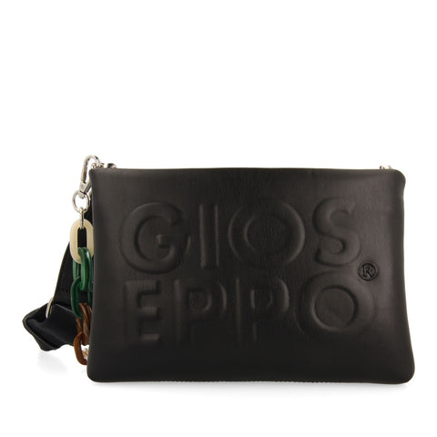 BOLSO DE MANO COLOR NEGRO CON DETALLE DE CADENA MULTICOLOR NOCATEE