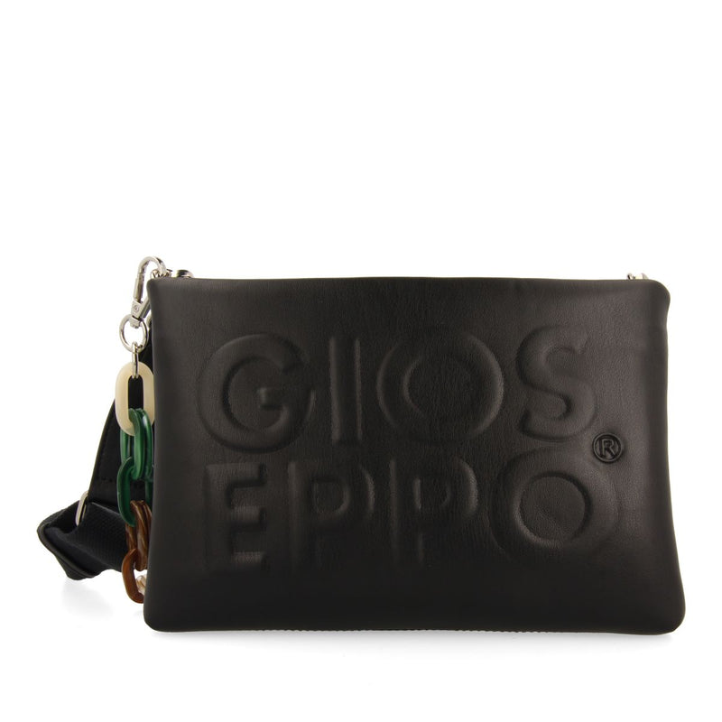 BOLSO DE MANO COLOR NEGRO CON DETALLE DE CADENA MULTICOLOR NOCATEE