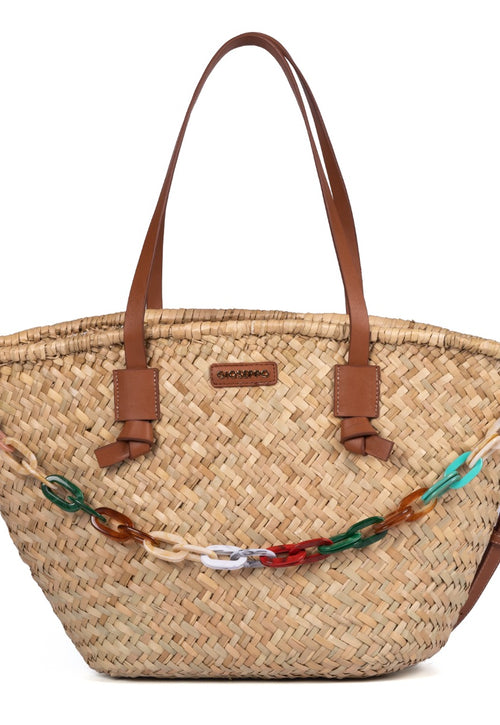 LEATHER COLOR BASKET WITH MULTICOLOR CHAIN DESTIN