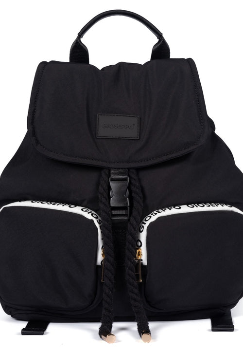 BLACK NYLON BACKPACK WITH BONSALL COLOR CONTRASTS