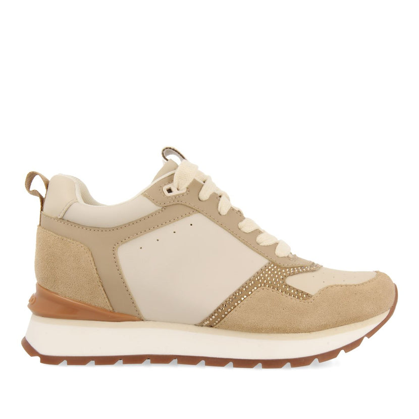 SNEAKERS NUDE CON DETTAGLIO DI STRASS E ZEPPA INTERNA PER DONNA DEBARY