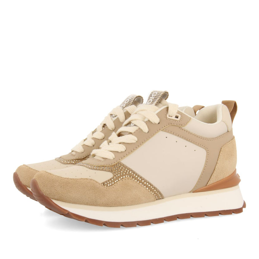 SNEAKERS NUDE CON DETTAGLIO DI STRASS E ZEPPA INTERNA PER DONNA DEBARY