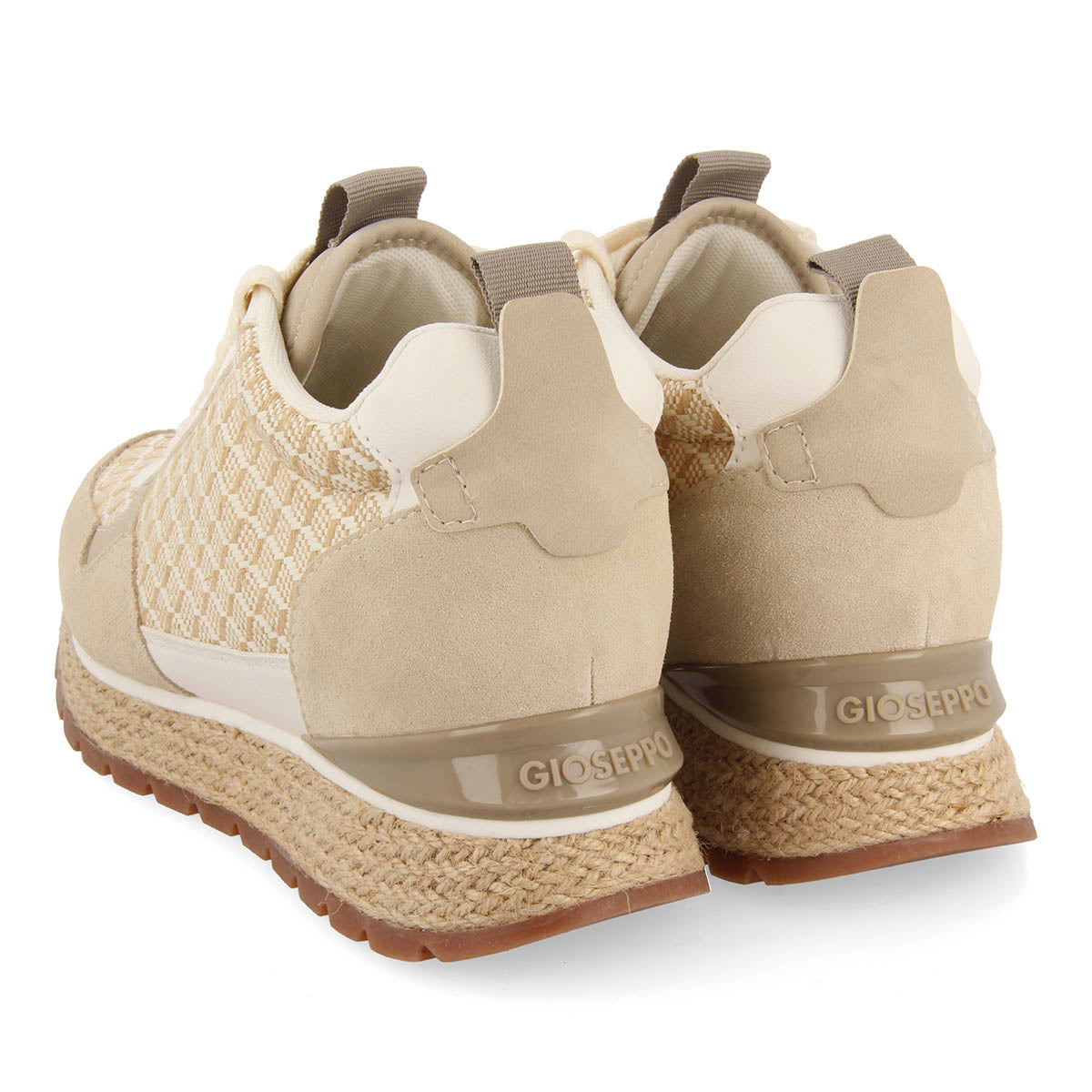 SNEAKERS BEIGE CON ZEPPA INTERNA E STAMPA GEOMETRICA PER DONNA PUKE