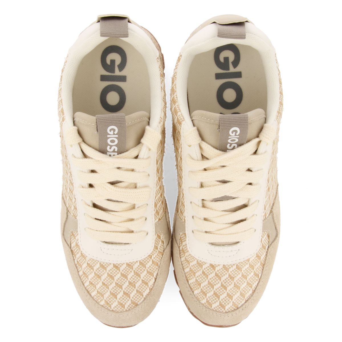 SNEAKERS BEIGE CON ZEPPA INTERNA E STAMPA GEOMETRICA PER DONNA PUKE