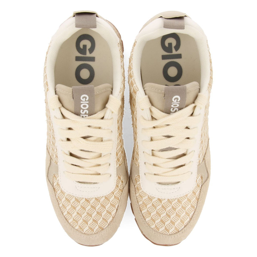 SNEAKERS BEIGE DE CUÑA INTERNA CON ESTAMPADO GEOMÉTRICO PARA MUJER PUKE