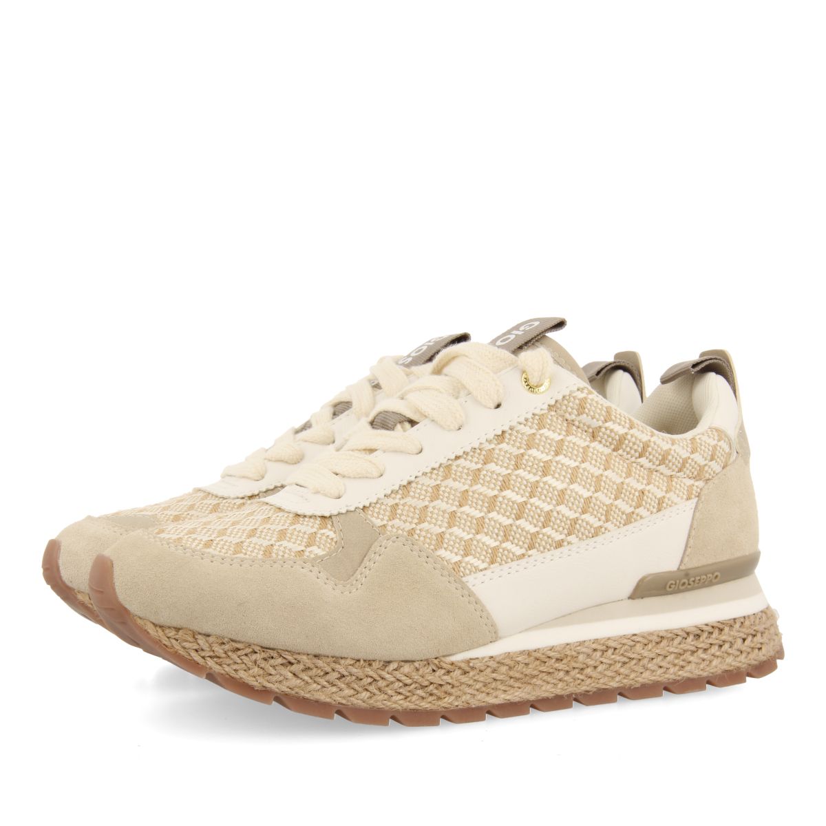 SNEAKERS BEIGE CON ESTAMPADO GEOMÉTRICO PARA MUJER TREMAIL