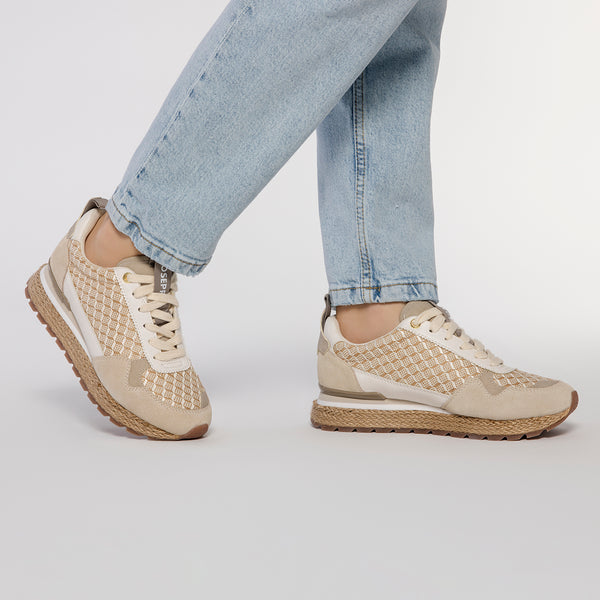 SNEAKERS BEIGE CON ESTAMPADO GEOMÉTRICO PARA MUJER TREMAIL