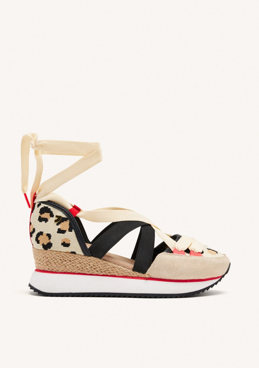 SNEAKERS ABIERTOS CON CUÑA Y PRINT DE LEOPARDO PARA MUJER ROWLETT