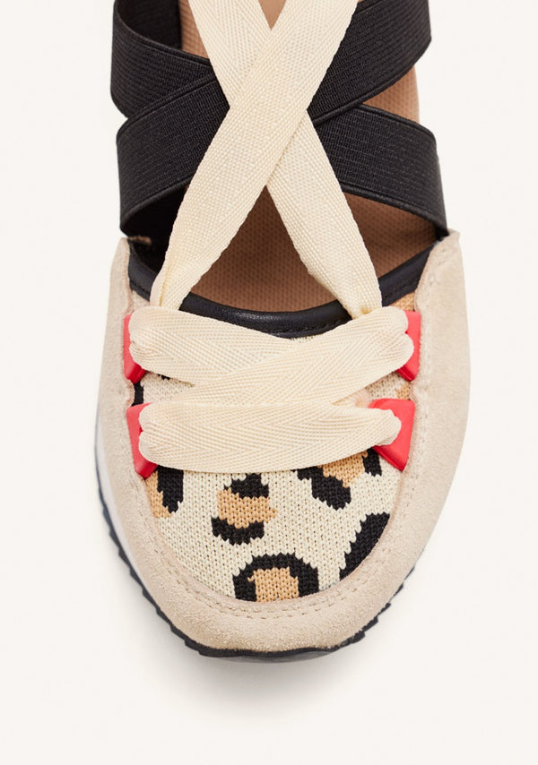 SNEAKERS OUVERTES À TALON COMPENSÉ ET IMPRIMÉ LÉOPARD POUR FEMME ROWLETT