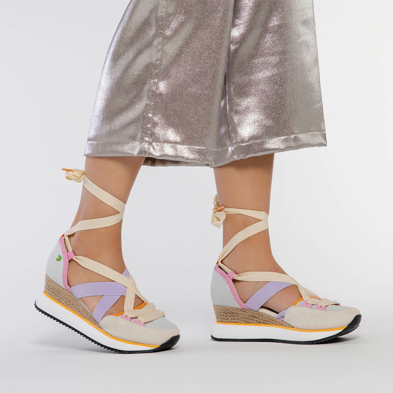 SNEAKERS ABIERTOS MALVA CON CUÑA PARA MUJER SAMOBOR