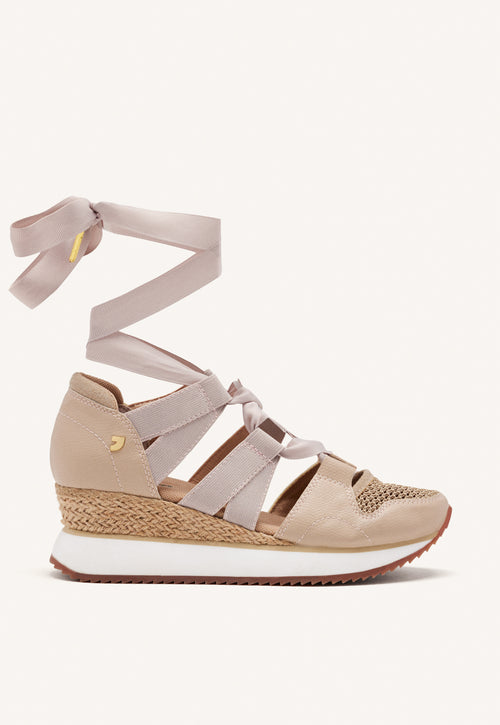 BEIGE OPEN SNEAKERS ESPADRILLE TYPE WITH STRAPS FOR WOMEN MUIR