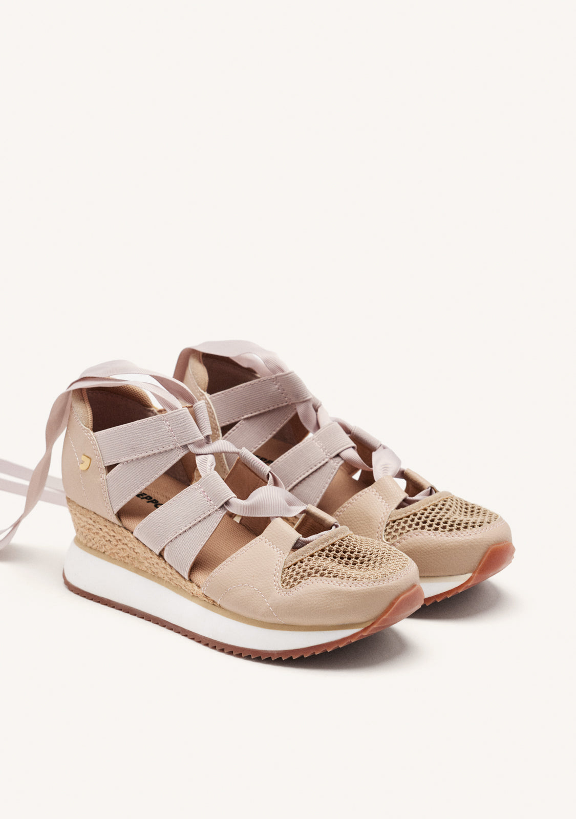 BEIGE OPEN SNEAKERS ESPADRILLE TYPE WITH STRAPS FOR WOMEN MUIR
