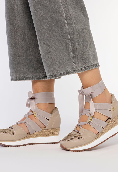BEIGE OPEN SNEAKERS ESPADRILLE TYPE WITH STRAPS FOR WOMEN MUIR