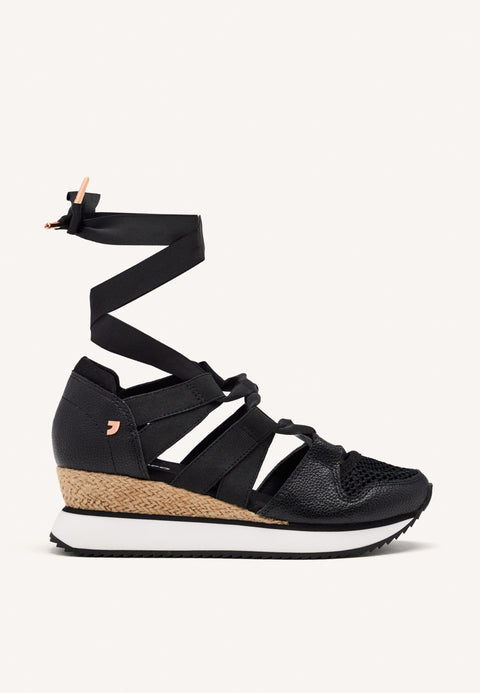 SNEAKERS APERTE NERI TIPO ESPADRILLA CON CINTURINI PER DONNA MUIR