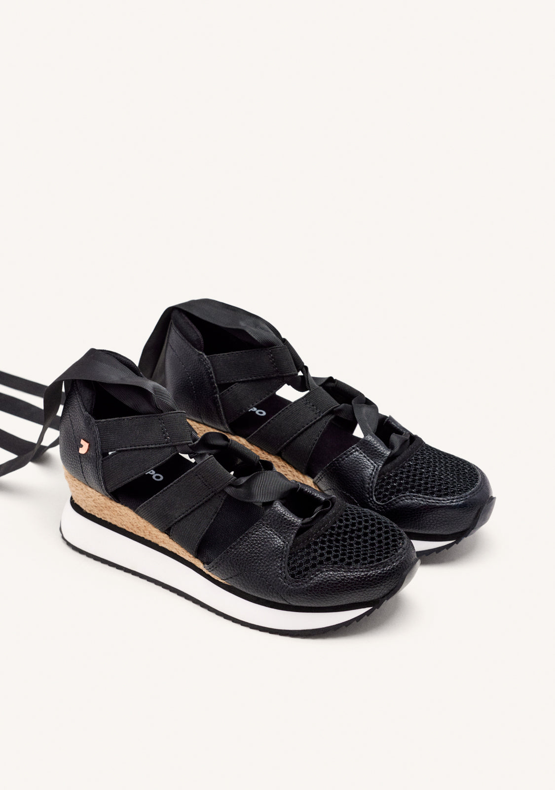 BLACK OPEN SNEAKERS ESPADRILLE TYPE WITH STRAPS FOR WOMEN MUIR