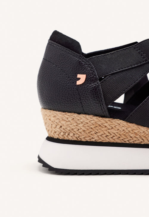 BLACK OPEN SNEAKERS ESPADRILLE TYPE WITH STRAPS FOR WOMEN MUIR