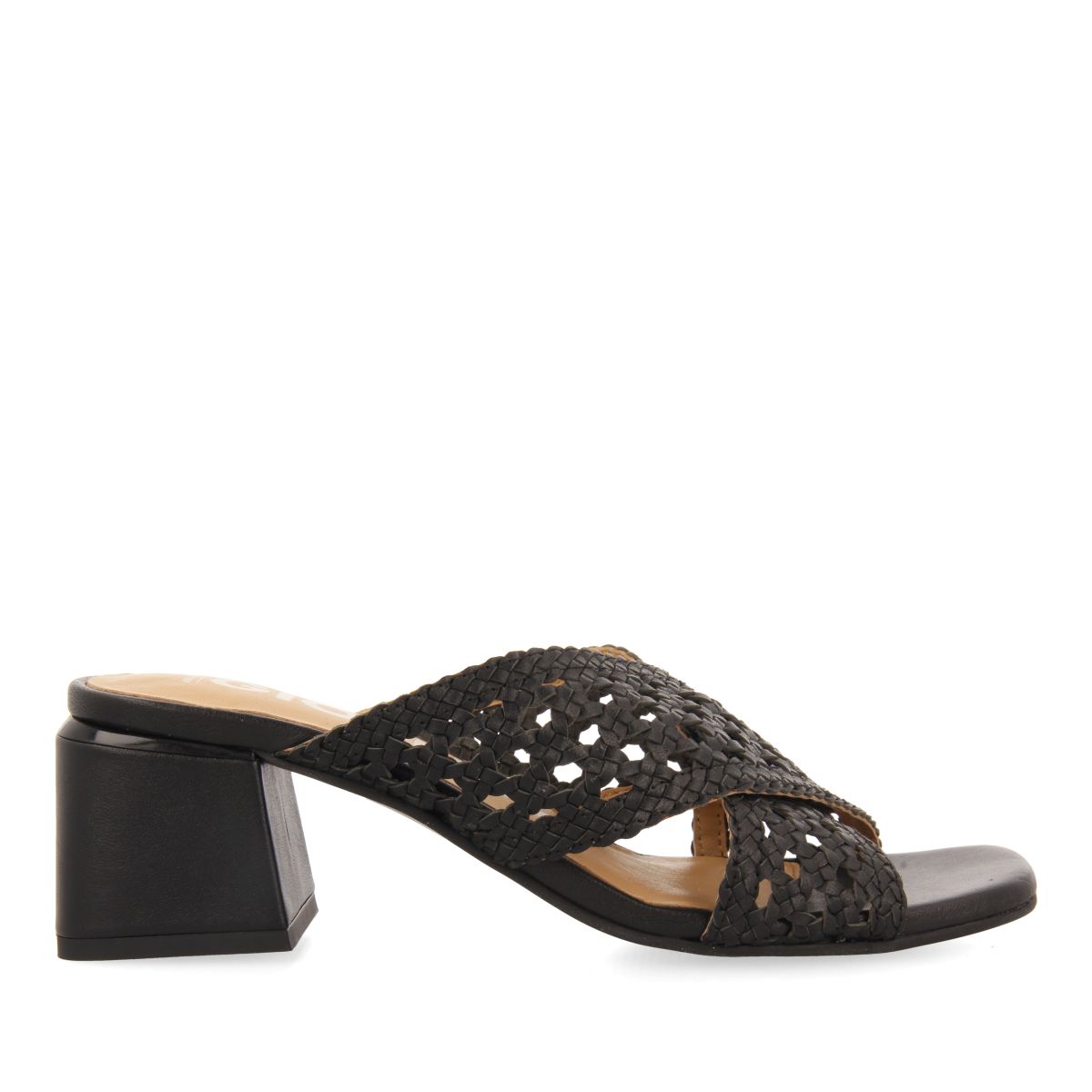 SANDALIAS DESTALONADAS COLOR NEGRO CON TRENZADOS PARA MUJER CLARCONA