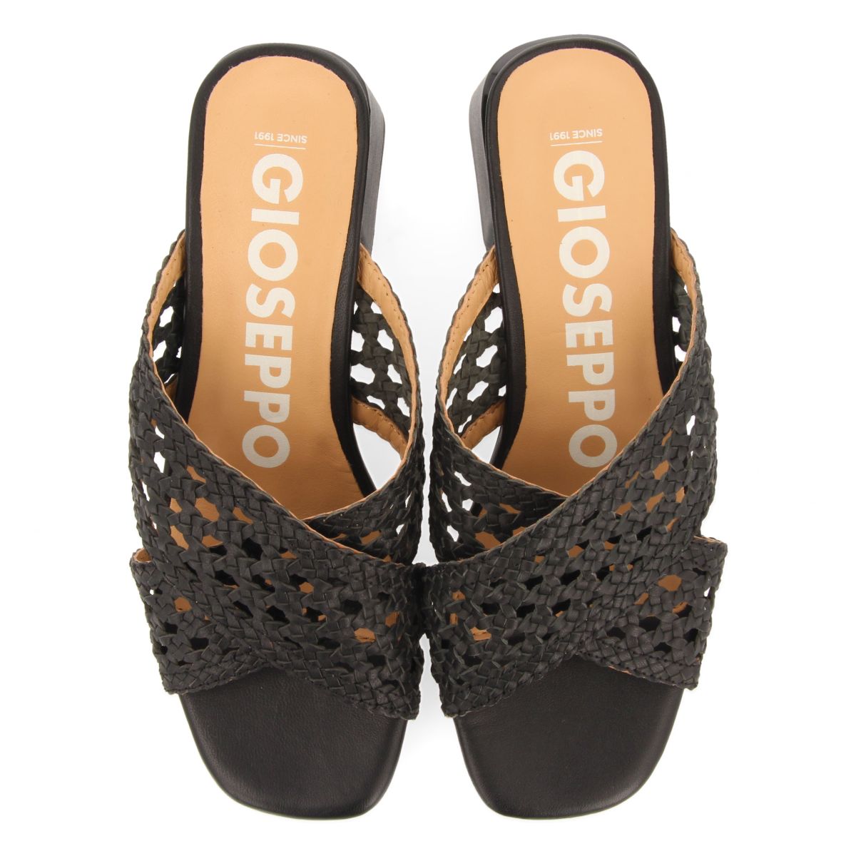 SANDALIAS DESTALONADAS COLOR NEGRO CON TRENZADOS PARA MUJER CLARCONA