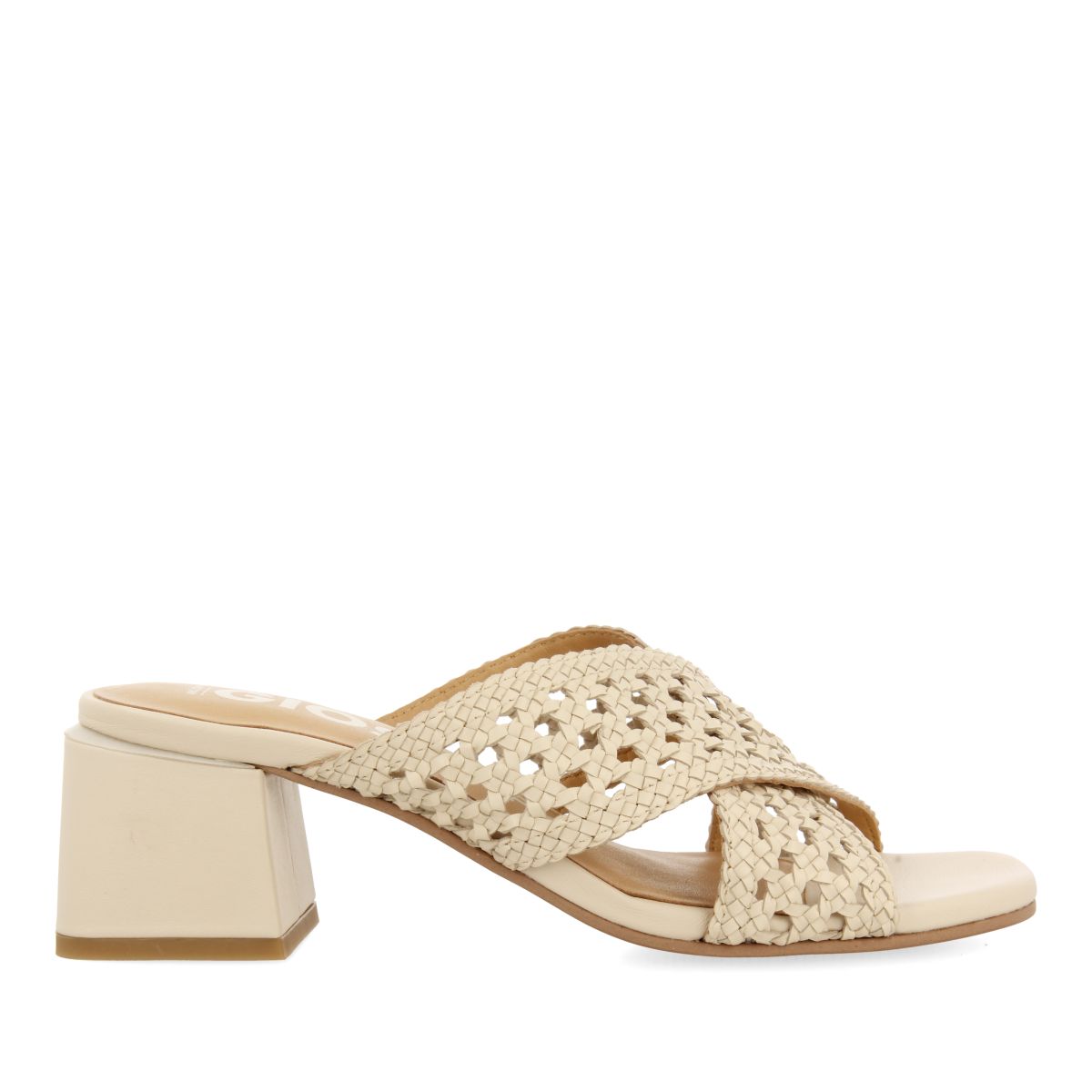 SANDALIAS DESTALONADAS COLOR OFF-WHITE CON TRENZADOS PARA MUJER CLARCONA