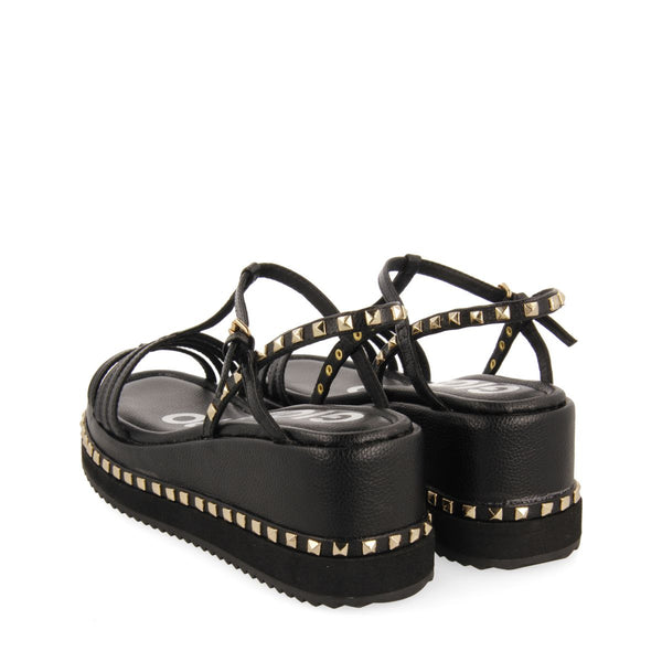 SANDALIAS NEGRAS DE PLATAFORMA CON DETALLE DE TACHUELAS PARA MUJER KLANKEK