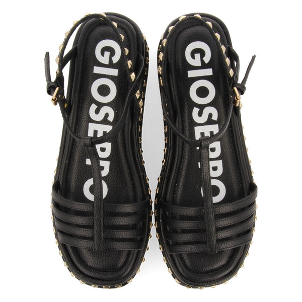 SANDALIAS NEGRAS DE PLATAFORMA CON DETALLE DE TACHUELAS PARA MUJER KLANKEK
